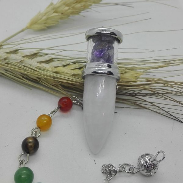 Péndulo de Cuarzo Blanco y Amatista