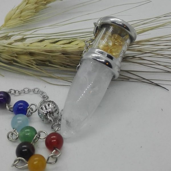 Péndulo de Cuarzo blanco y Citrino