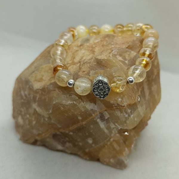 Pulsera Citrino y Plata Ojo de la vida