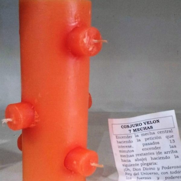 VELON 7 MECHAS NARANJA ( para cortar problemas de inversiones, negocios , éxitos)