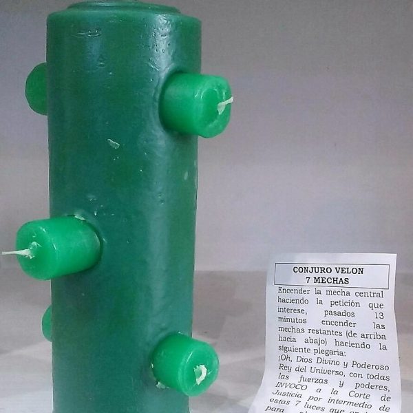 VELON 7 MECHAS VERDE (para abrir caminos, suerte, y éxito)