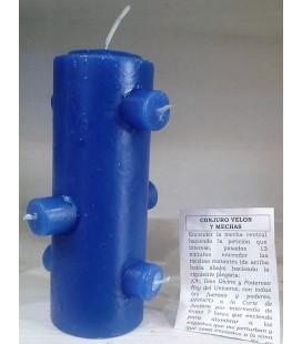 VELÓN 7 MECHAS AZUL (ideal para negocios, y venta)