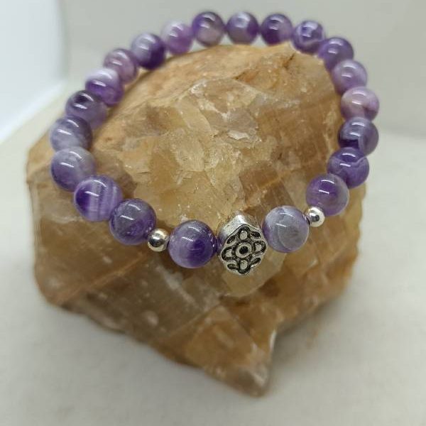 Pulsera Amatista Ojo de la vida y Plata