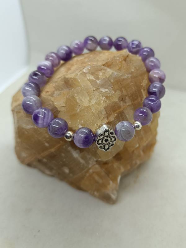 Pulsera Amatista Ojo de la vida y Plata