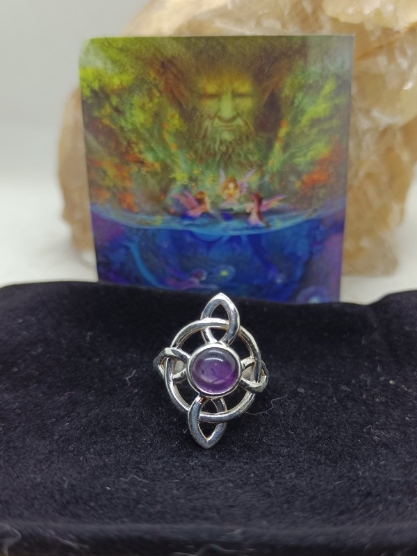 Anillo Nudo de la bruja plata, elige tu mineral - Imagen 7