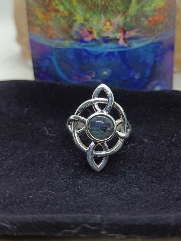 Anillo Nudo de la bruja plata, elige tu mineral - Imagen 5