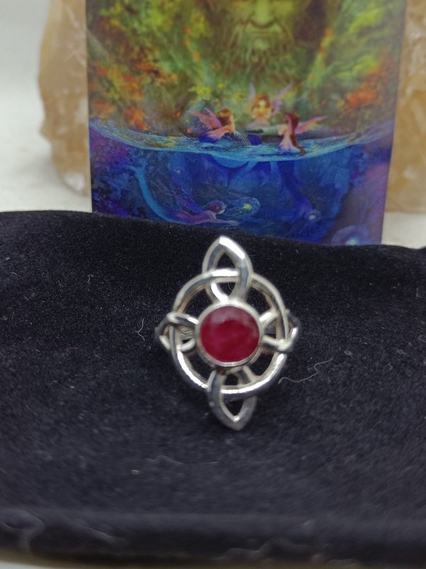 Anillo Nudo de la bruja plata, elige tu mineral - Imagen 4