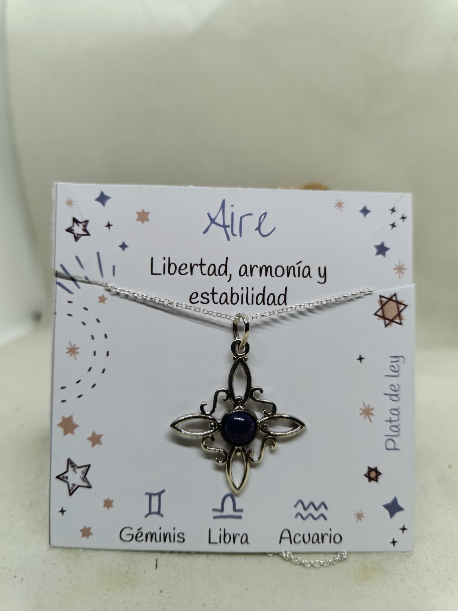 Collar Nudo de la Bruja Elemento Aire. Piedra Lapislázuli. Plata S925 - Imagen 2