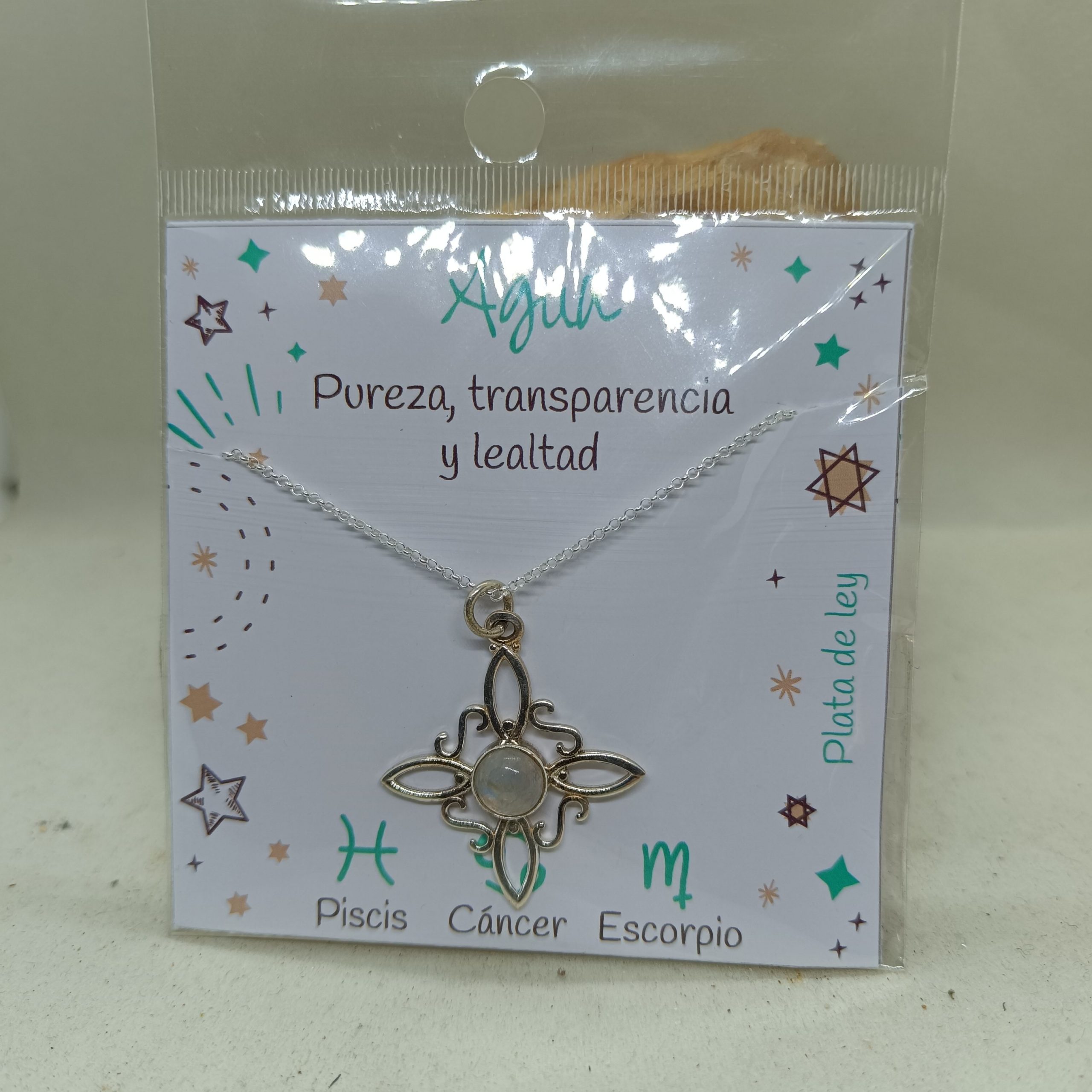 Colgante Nudo de la bruja plata y piedra luna. Elemento Agua - Imagen 2