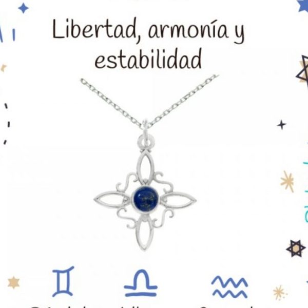 Collar Nudo de la Bruja Elemento Aire. Piedra Lapislázuli. Plata S925