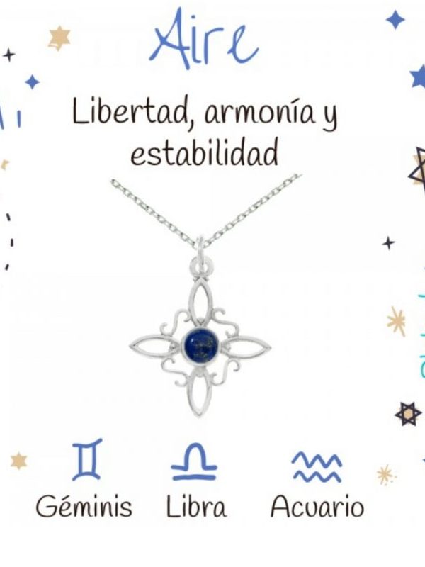 Collar Nudo de la Bruja Elemento Aire. Piedra Lapislázuli. Plata S925