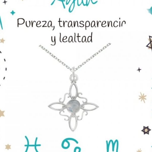 Colgante Nudo de la bruja plata y piedra luna. Elemento Agua