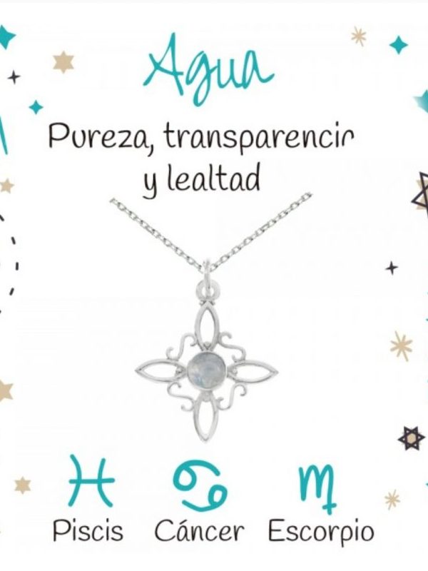 Colgante Nudo de la bruja plata y piedra luna. Elemento Agua