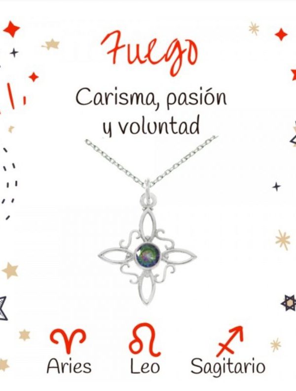 Collar Nudo de la Bruja Elemento Fuego. Piedra Topacio Místico. Plata S925