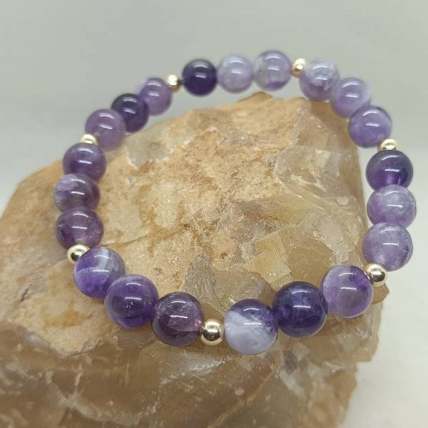 Pulsera Amatista y Oro 14 k.