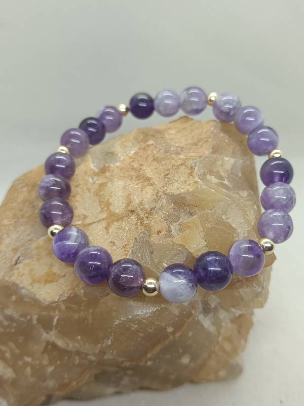 Pulsera Amatista y Oro 14 k.