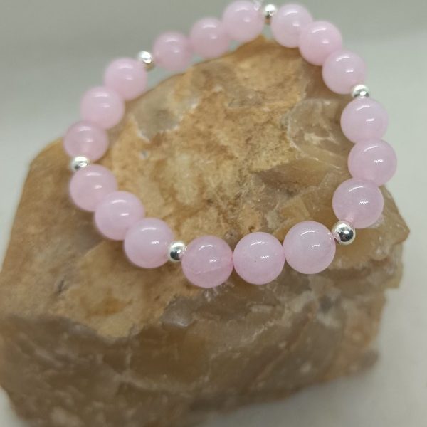 Pulsera Cuarzo Rosa y Plata