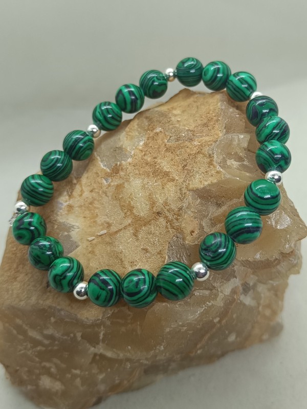 Pulsera malaquita y Plata S925
