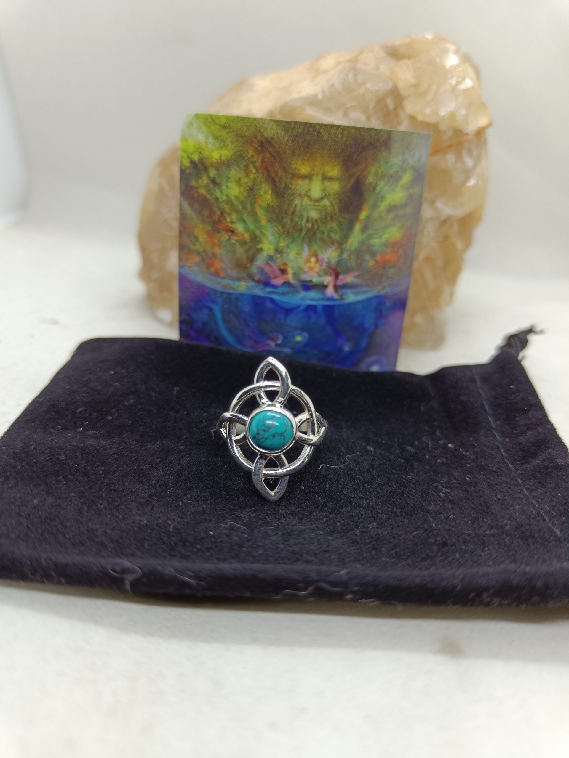 Anillo Nudo de la bruja plata, elige tu mineral - Imagen 3