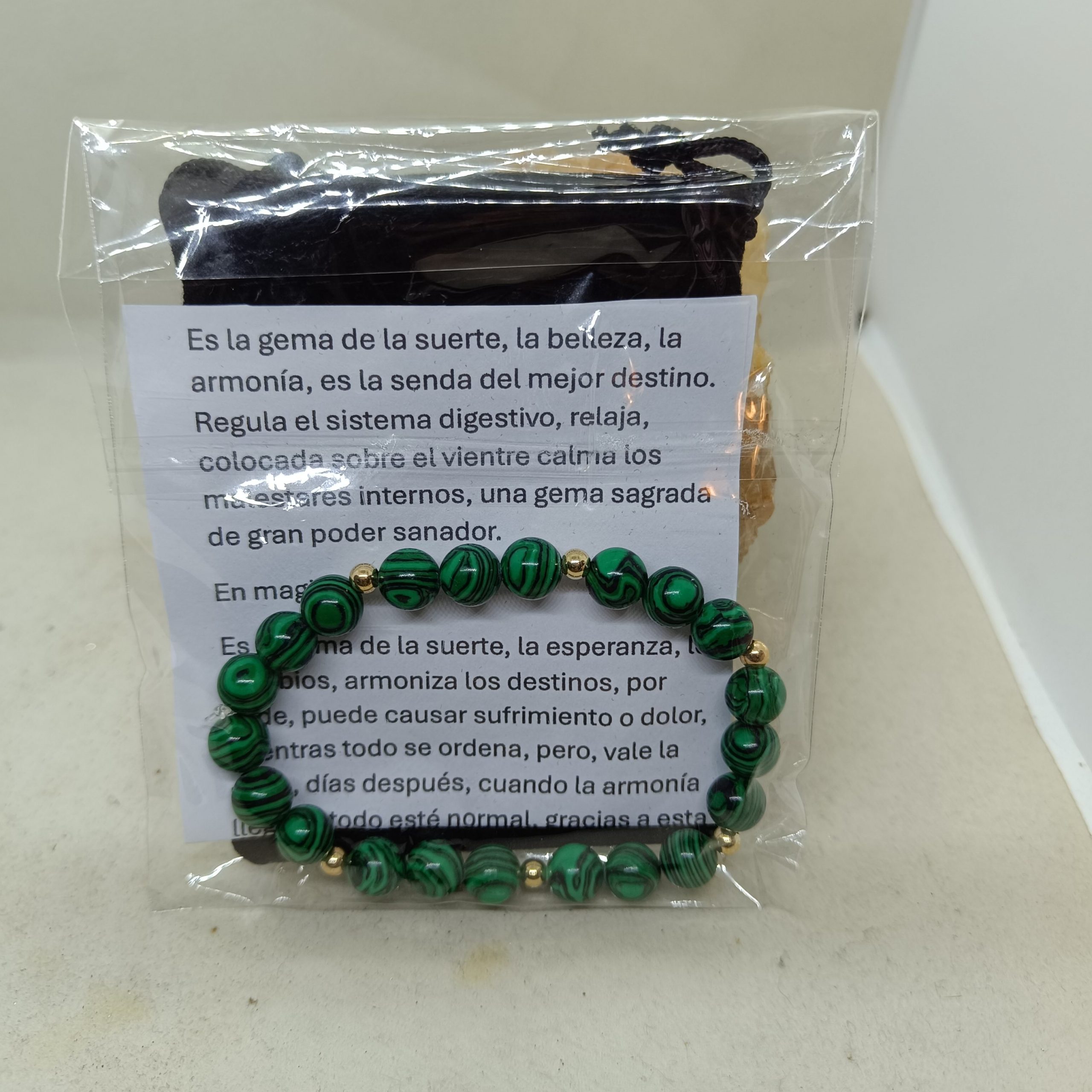 Pulsera malaquita y Oro 14k - Imagen 3