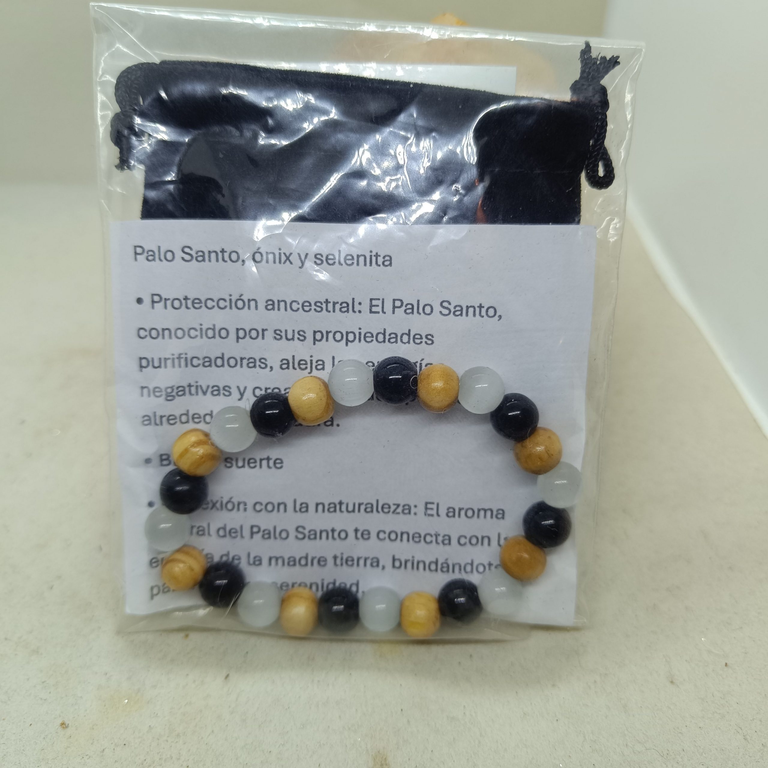 Pulsera Selenita, Palo Santo y Onix - Imagen 2