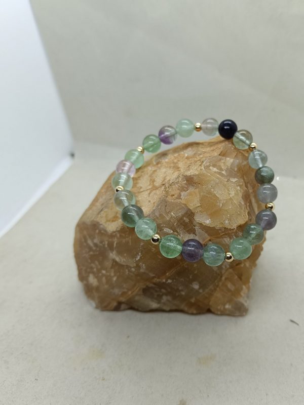 Pulsera fluorita y oro de 14 k