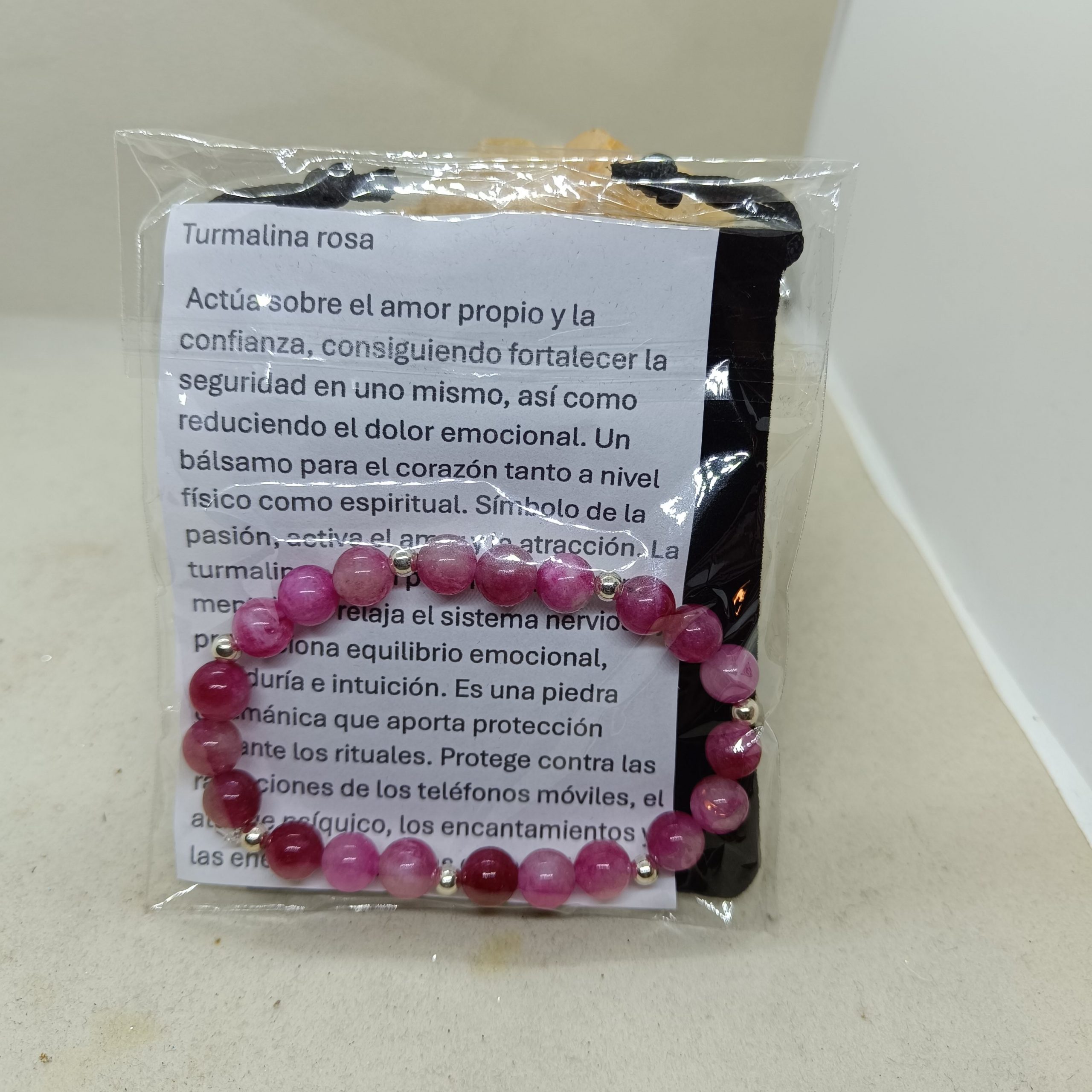 Pulsera Turmalina rosa y plata de ley - Imagen 2