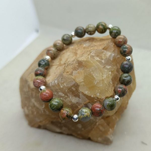 Pulsera Unakita y plata de ley