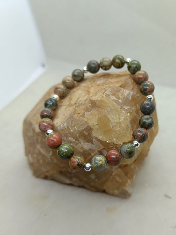 Pulsera Unakita y plata de ley