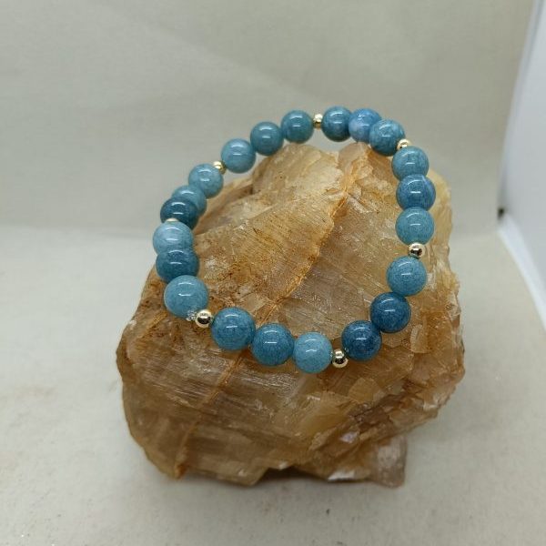 Pulsera Aguamarina y oro de 14 k