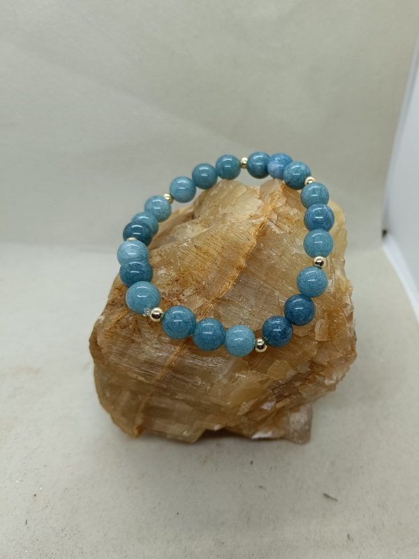 Pulsera Aguamarina y oro de 14 k