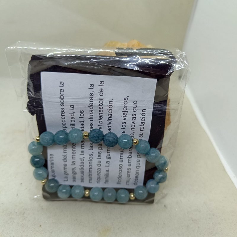 Pulsera Aguamarina y oro de 14 k - Imagen 2
