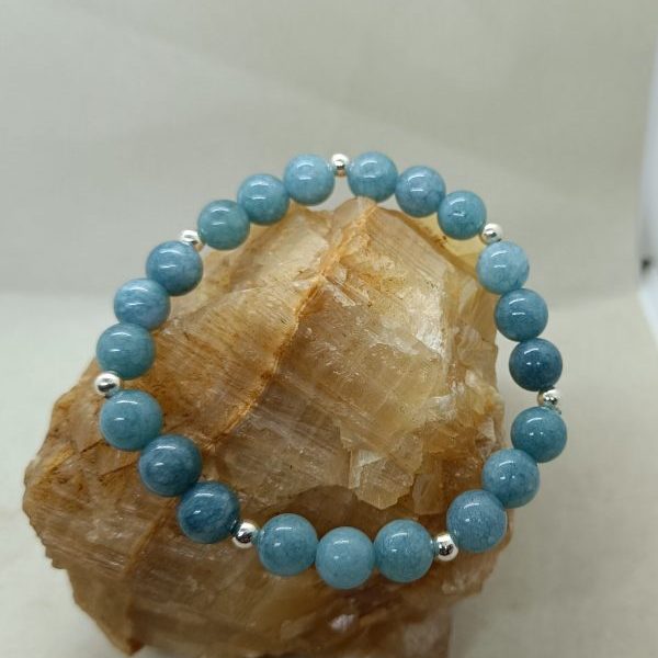 Pulsera Aguamarina y plata de ley