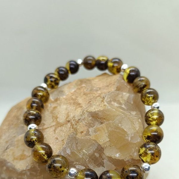 Pulsera ámbar y plata