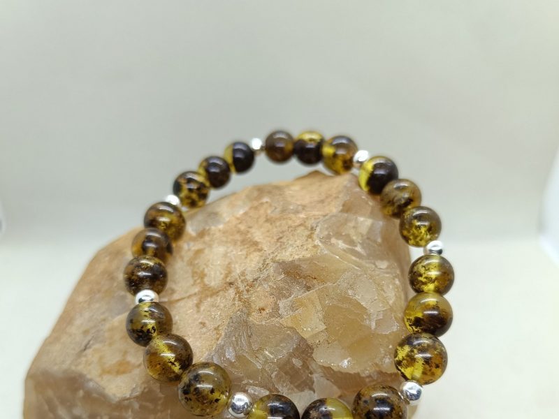 Pulsera ámbar y plata