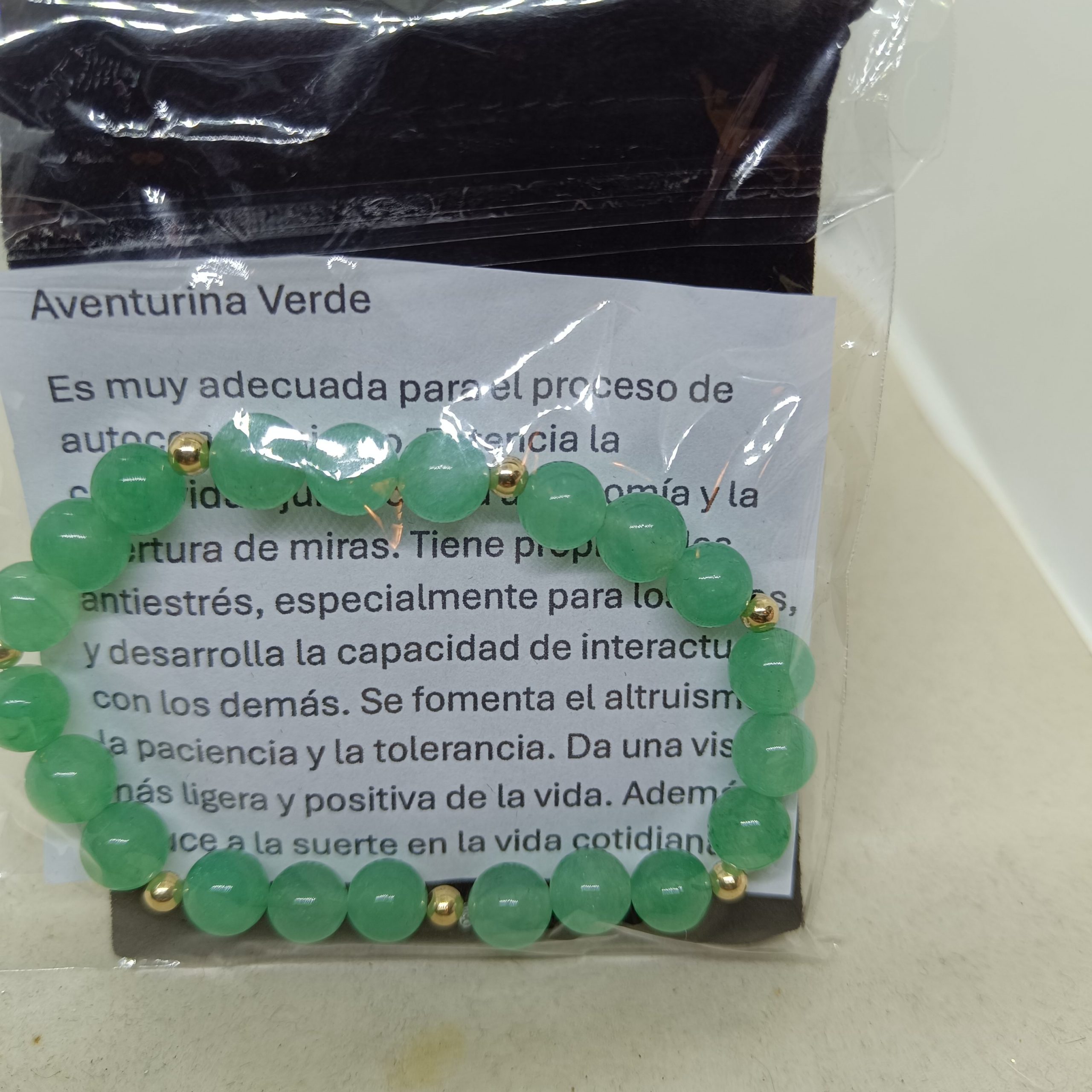 Pulsera Aventurina y oro 14 k - Imagen 2