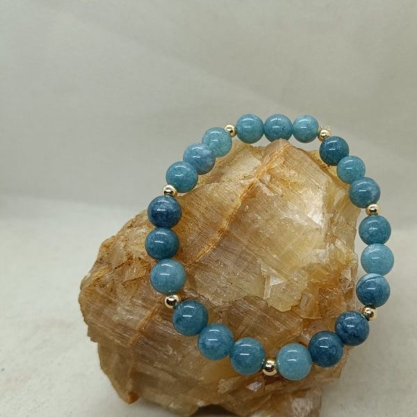 Pulsera Calcedonia y oro de 14 k