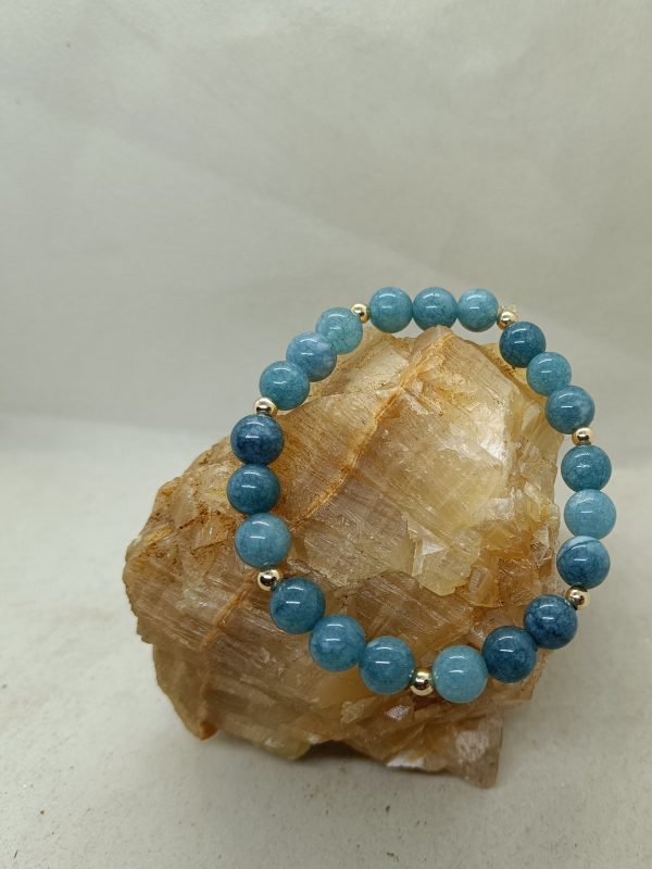 Pulsera Calcedonia y oro de 14 k