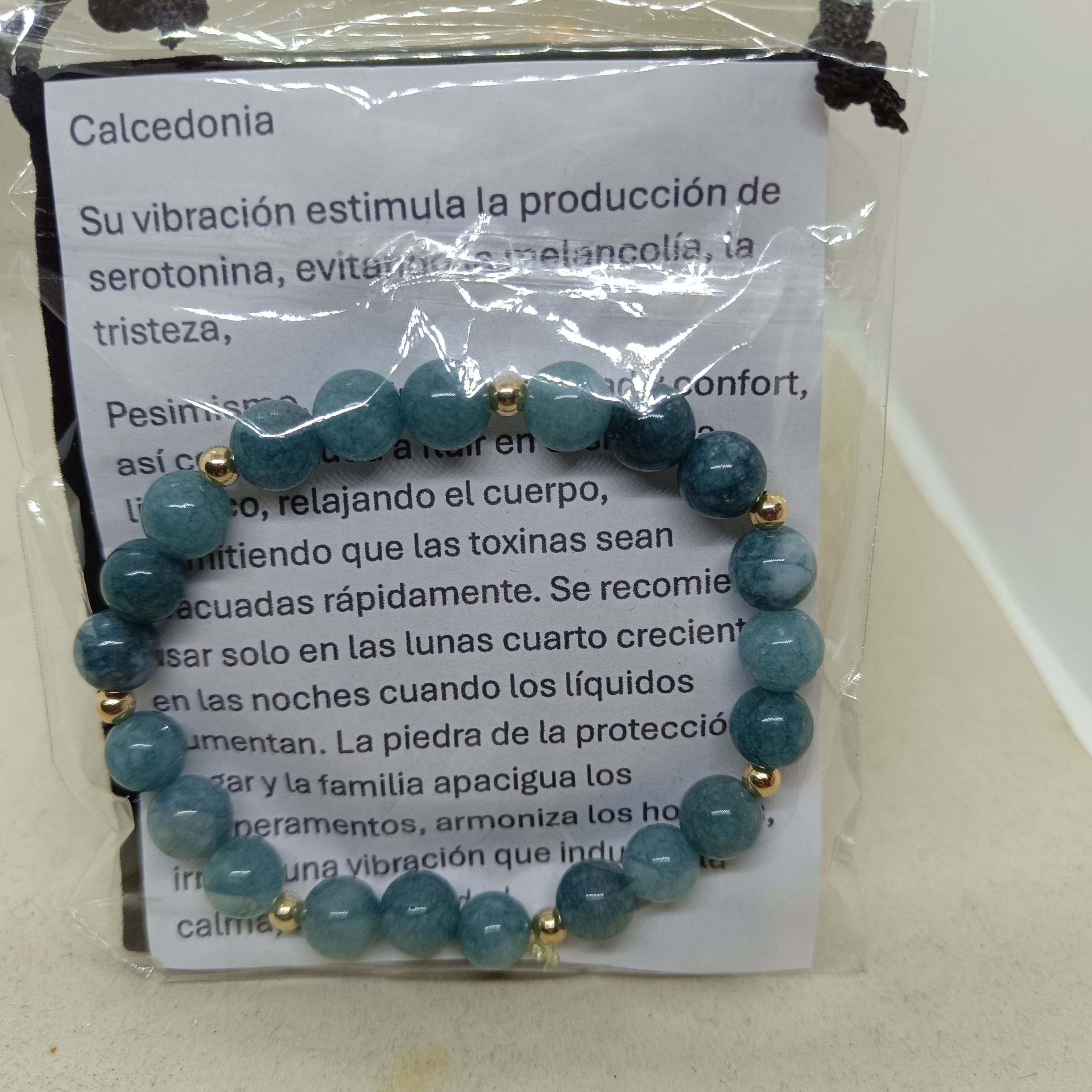 Pulsera Calcedonia y oro de 14 k - Imagen 2