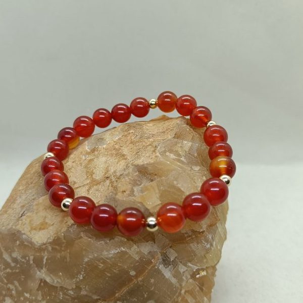 Pulsera Corneola y oro de 14 k