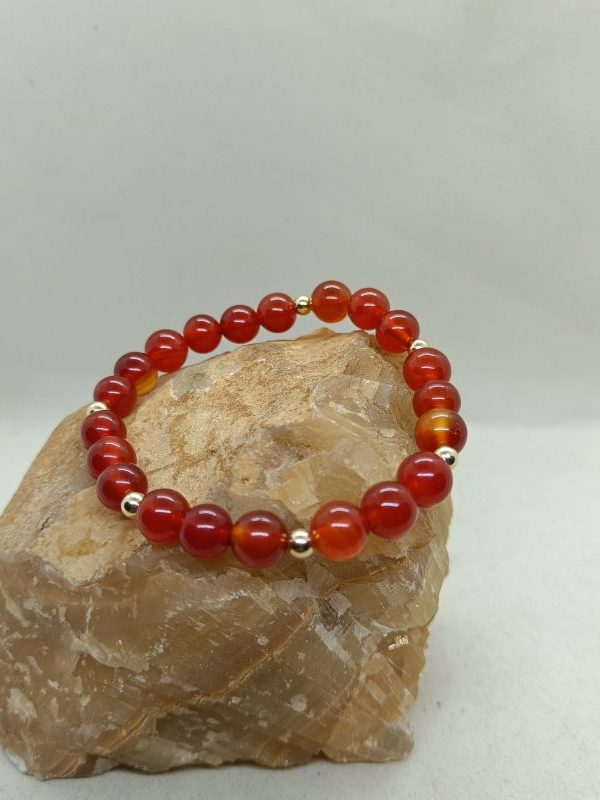 Pulsera Corneola y oro de 14 k