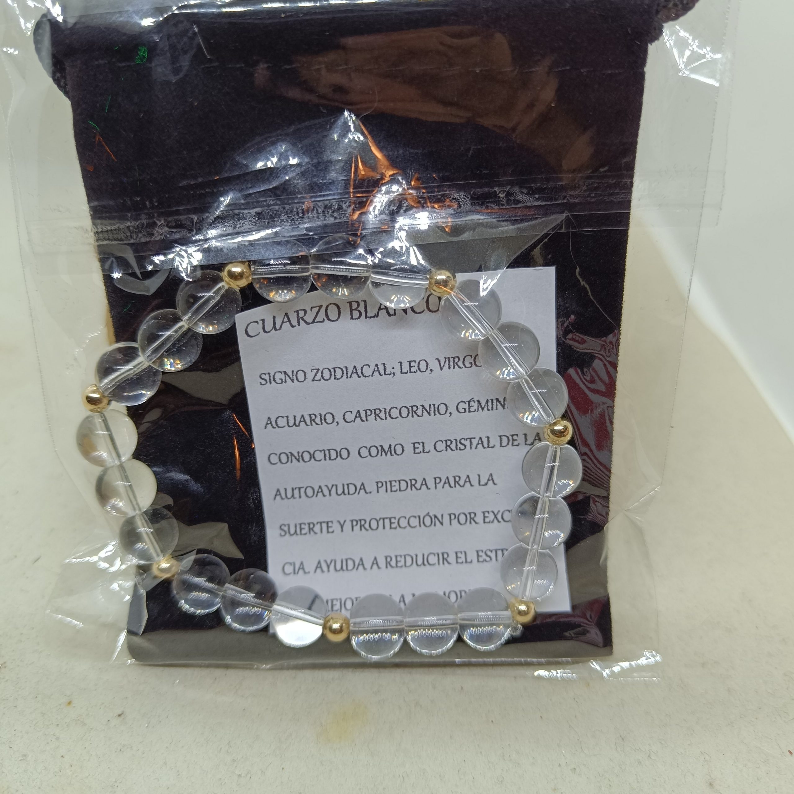 Pulsera Cuarzo blanco y oro de 14 k - Imagen 2