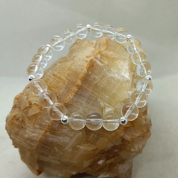 Pulsera Cuarzo blanco y plata de ley