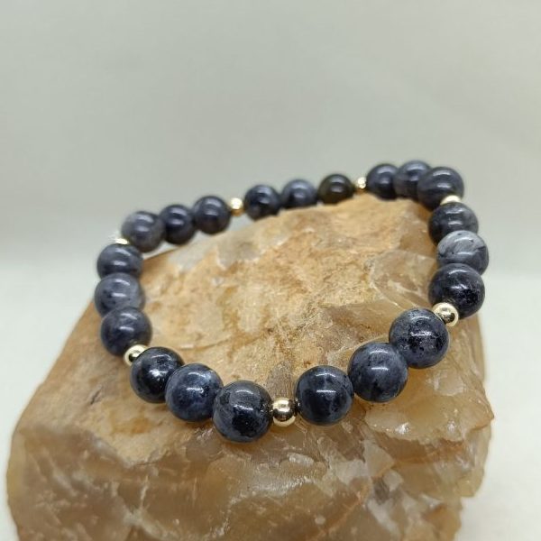 Pulsera Labradorita y oro de 14 k