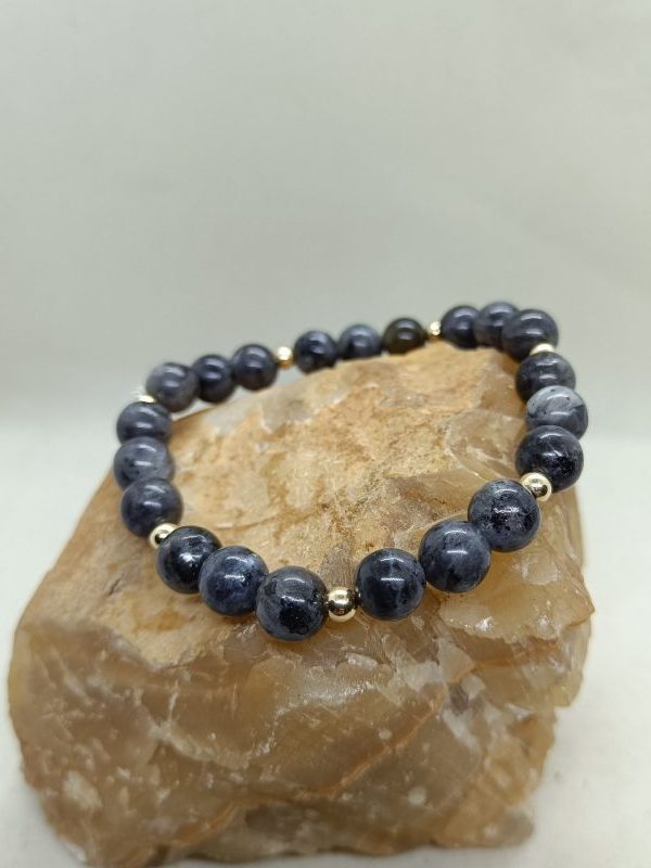 Pulsera Labradorita y oro de 14 k