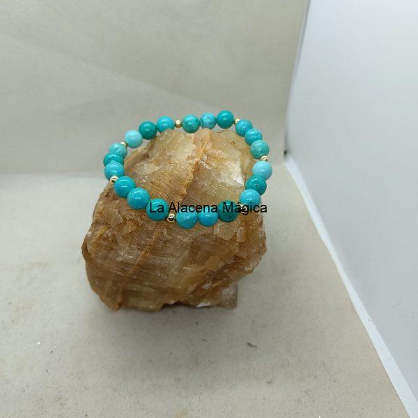 Pulsera Turquesa y oro de 14 k