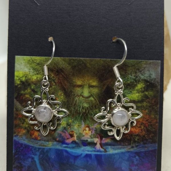 Pendientes nudo de la bruja y Piedra luna S925