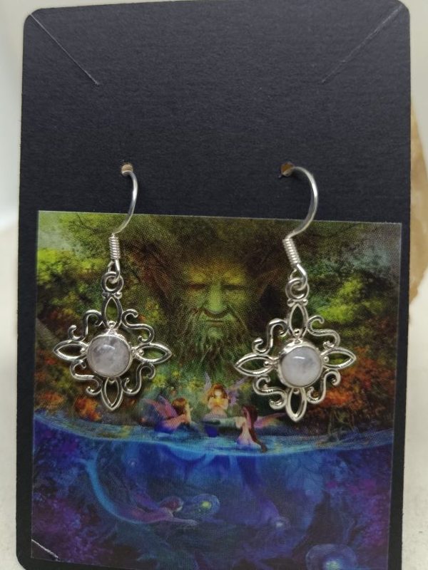 Pendientes nudo de la bruja y Piedra luna S925