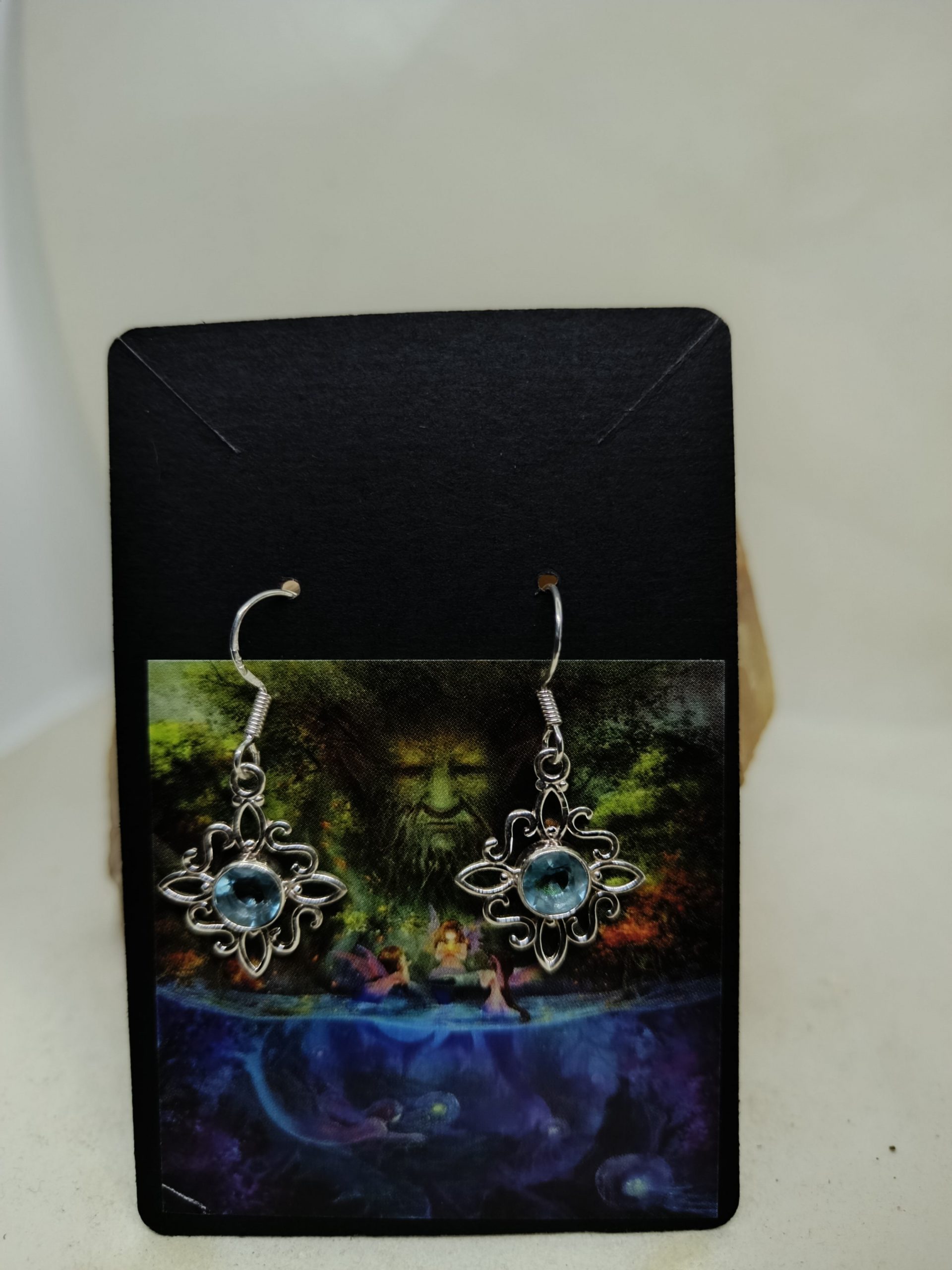 Pendientes Nudo de la bruja y Aguamarina S925 - Imagen 2