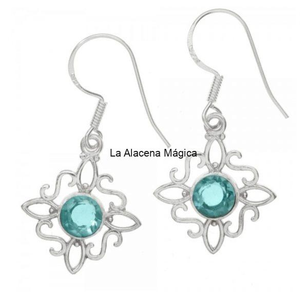 Pendientes Nudo de la bruja y Aguamarina S925